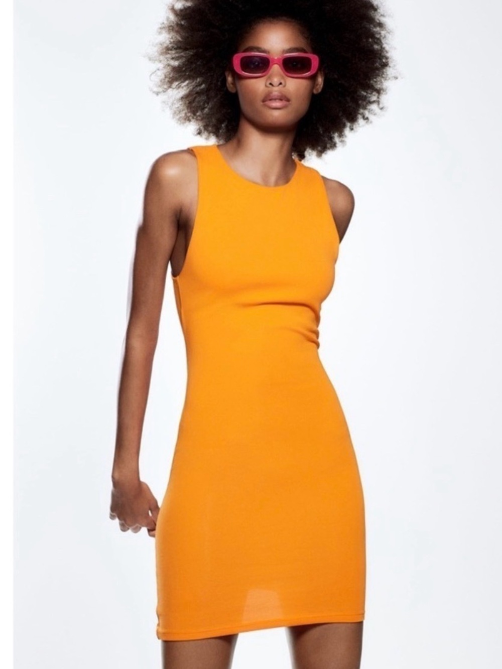 Brand New With Tag Zara Vibrant Aperol Orange Sleeveless Mini Dress